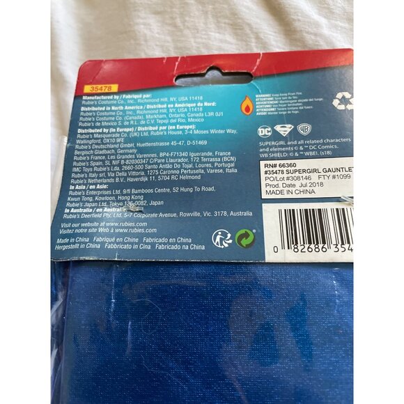 DC Supergirl Adult Gauntlets Blue Metallic Costume Accessories With Superman Log - Picture 3 of 8
